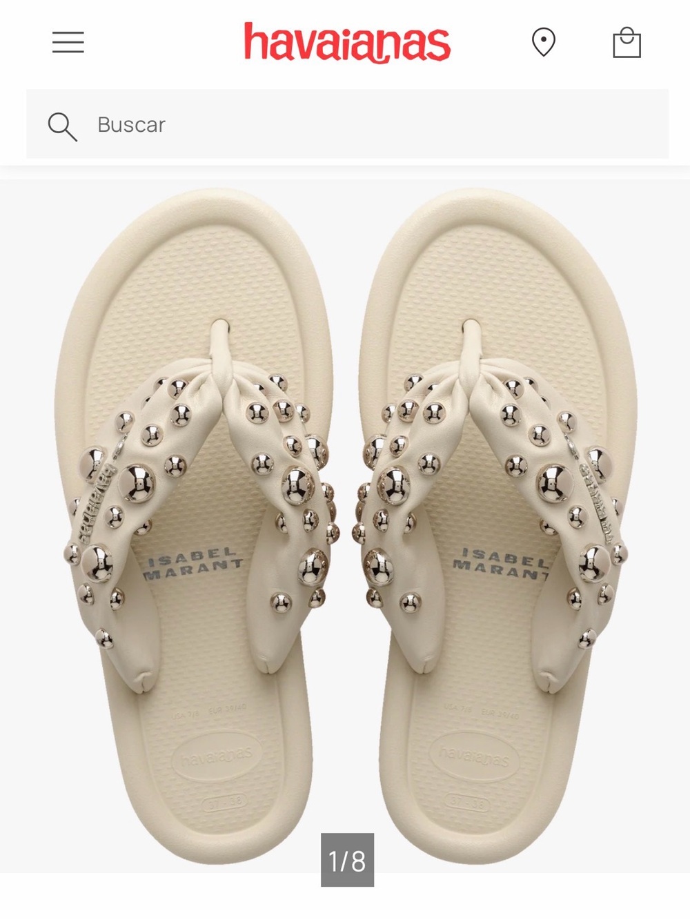 Havaianas Cream Studded Padded-strap Flip Flop Sandals